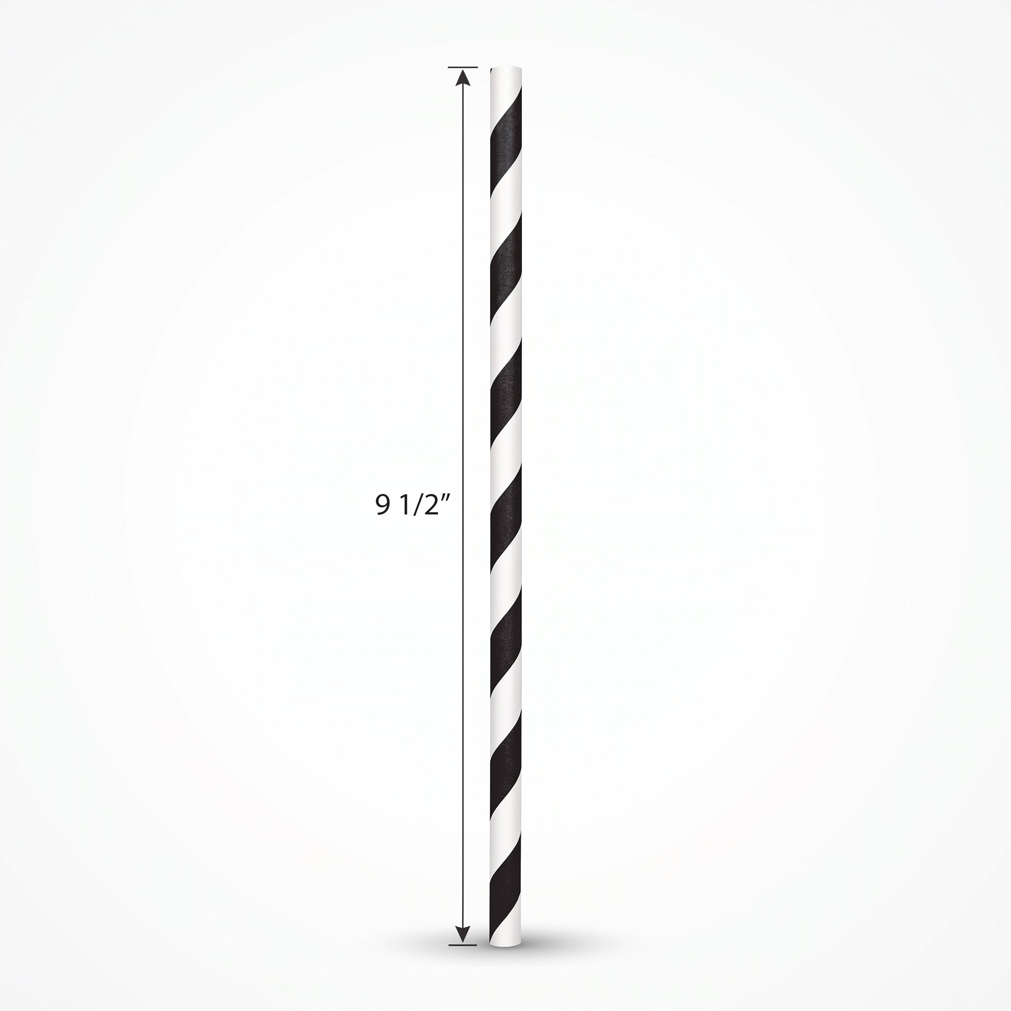 Jet Black Striped Paper Straws - 100 Pack