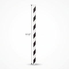 Jet Black Striped Paper Straws - 100 Pack