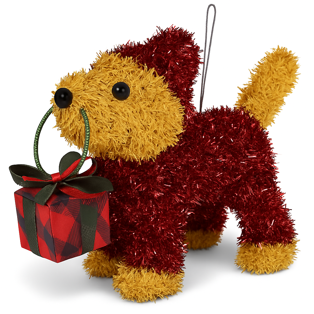 Sparkling 3D Tinsel Dog Christmas Centerpiece