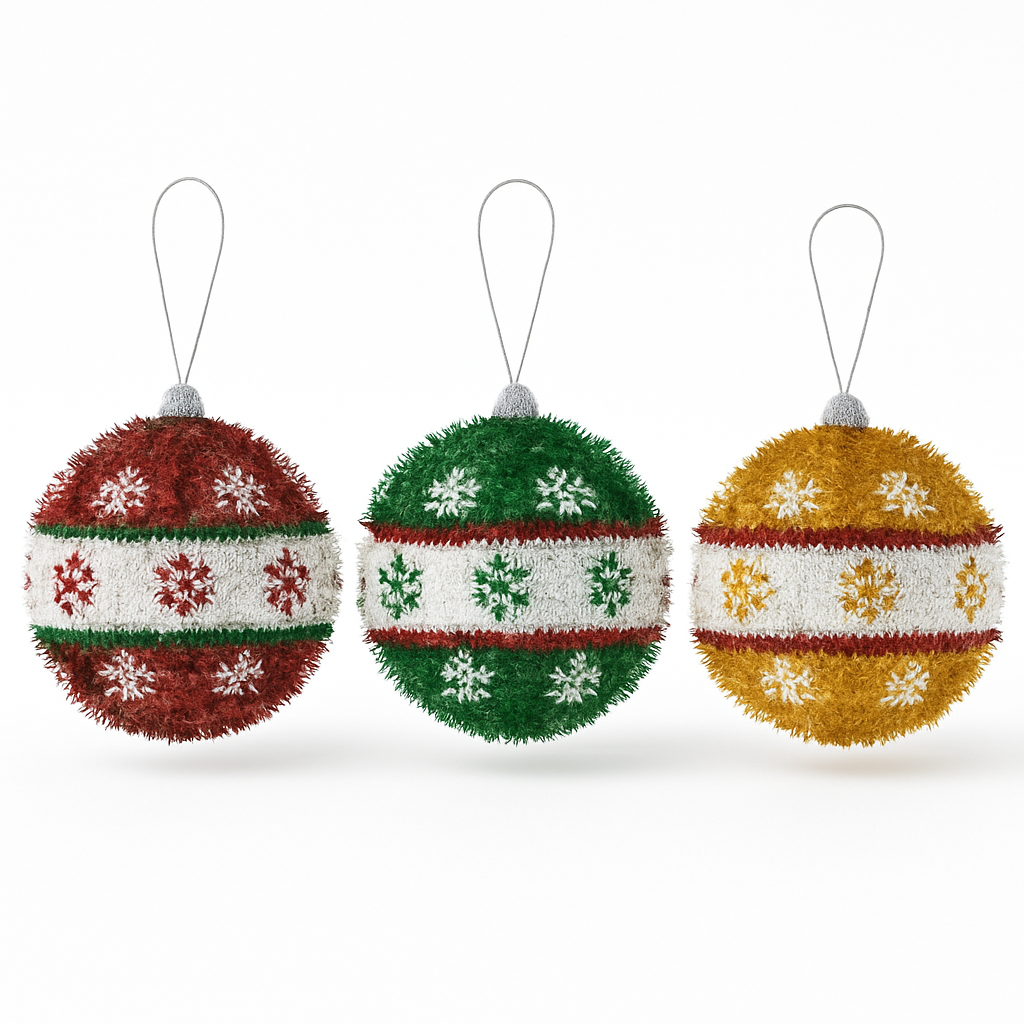 Festive 3D Tinsel Ornament - Assorted Designs