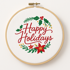 Festive Christmas Embroidered Sign Hoop