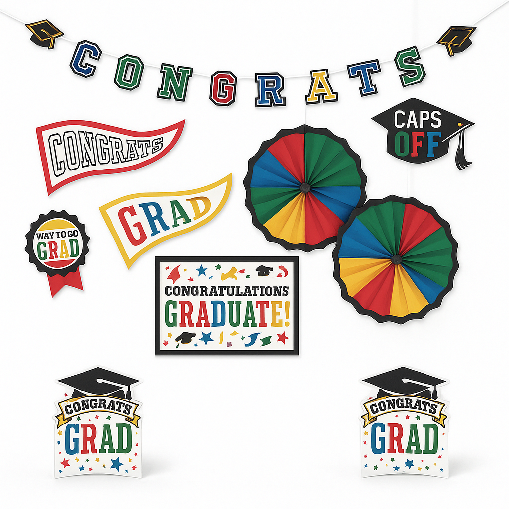 "Congrats Grad" Multi-Color Room Decorating Kit