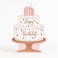 Blush Birthday Cake Cardboard Easel Sign