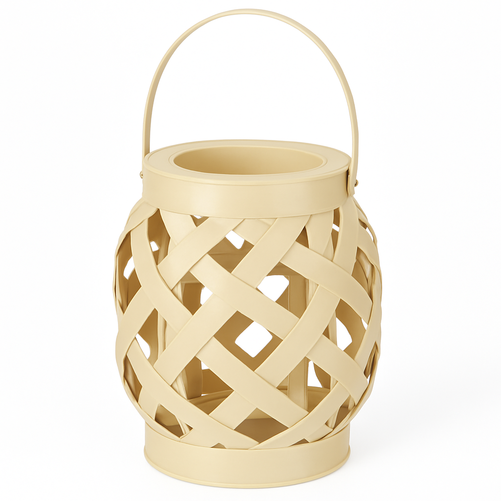 Summer Boho Woven Plastic LED Lantern