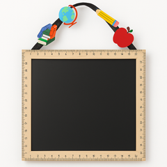 Hanging Ruler Chalkboard Sign with Classroom Icons