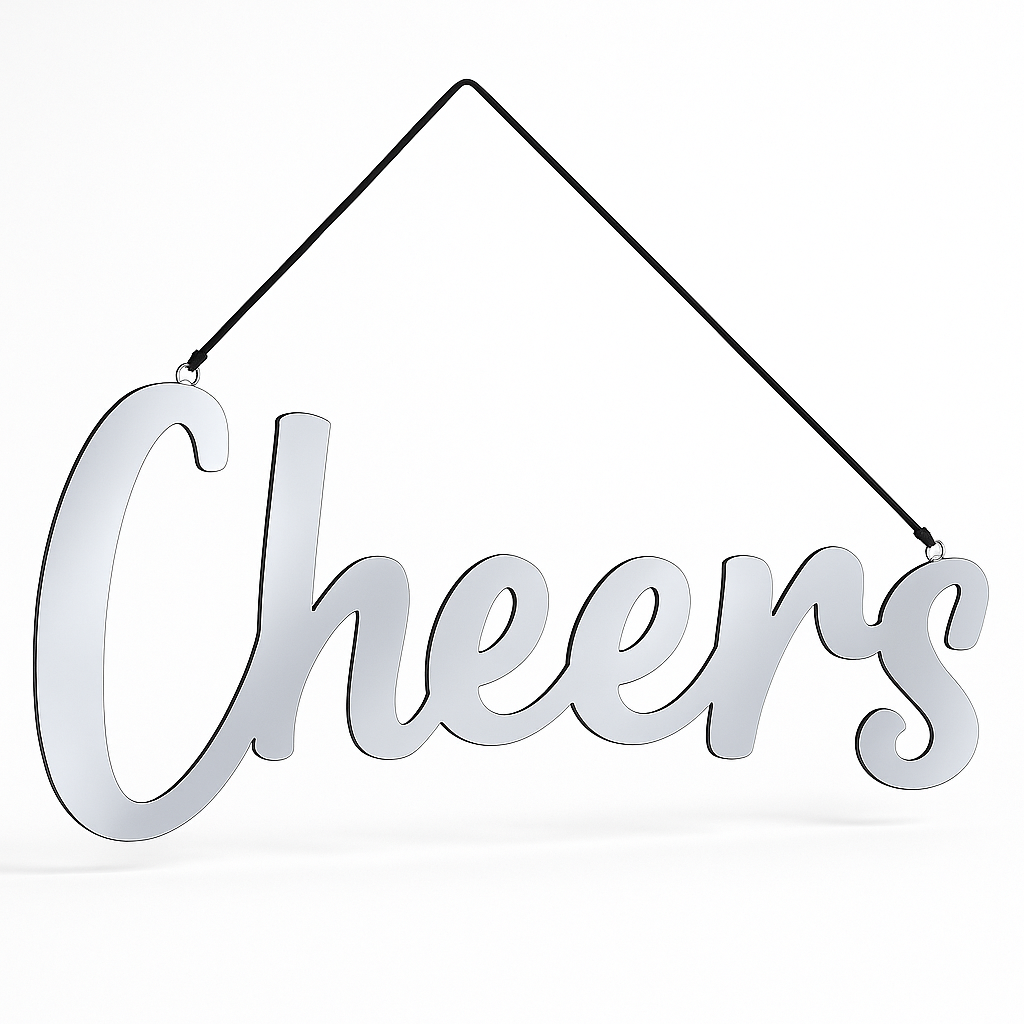 Cheers Hanging Mirror Sign for New Year's Eve