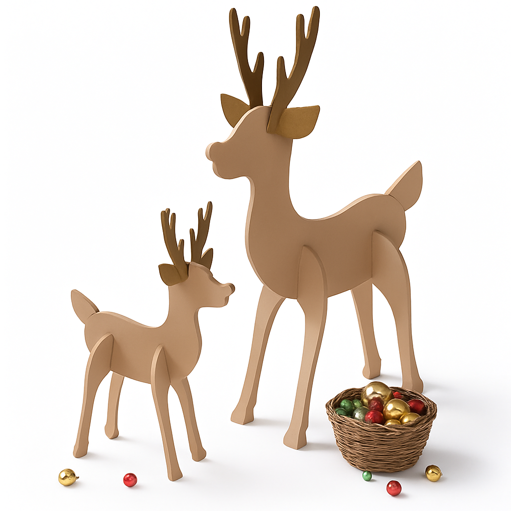 Festive Standing Reindeer MDF Set - 2 Pack