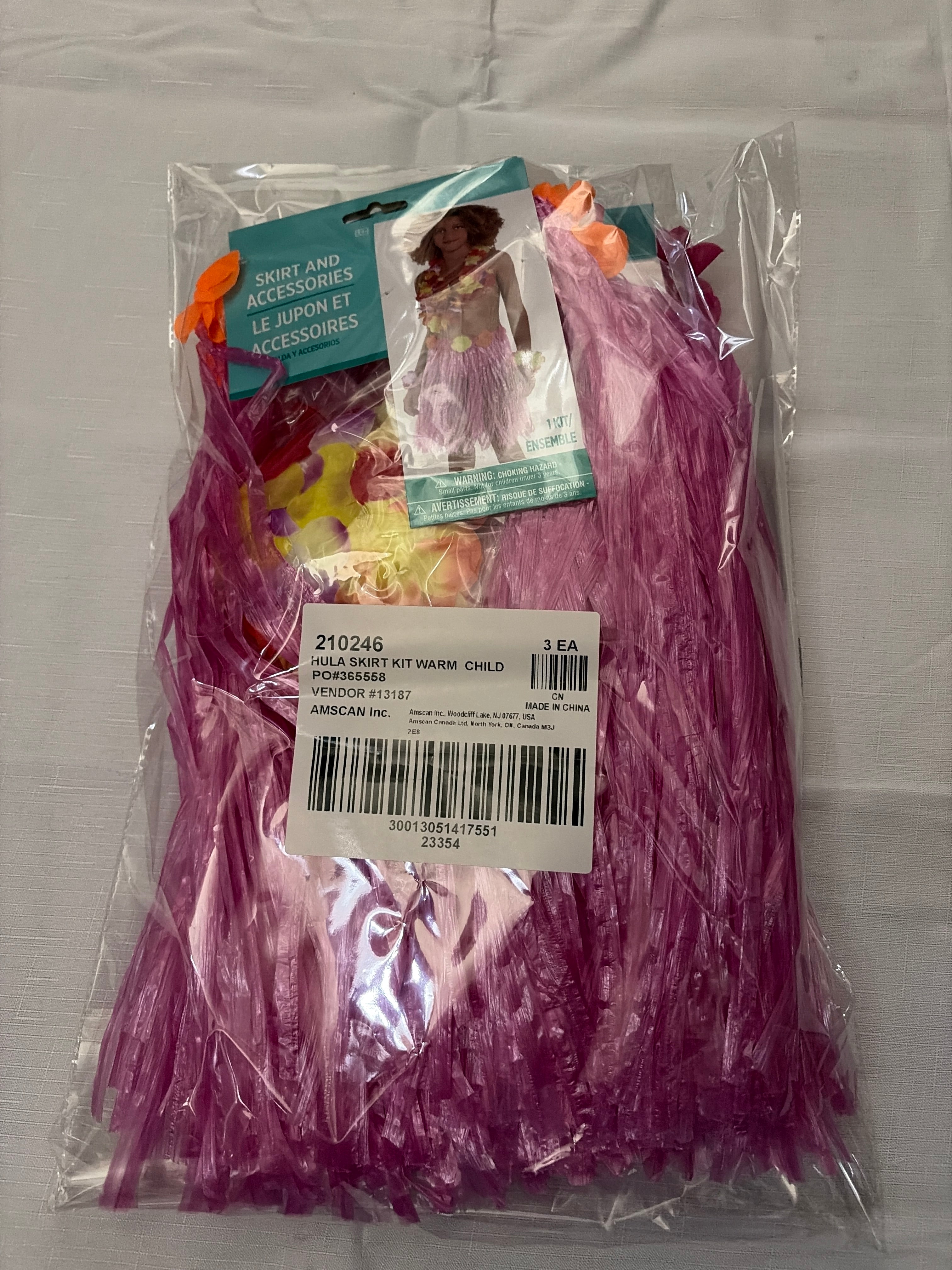 Child's Tropical Pink Hula Skirt Kit - 5 Piece Set