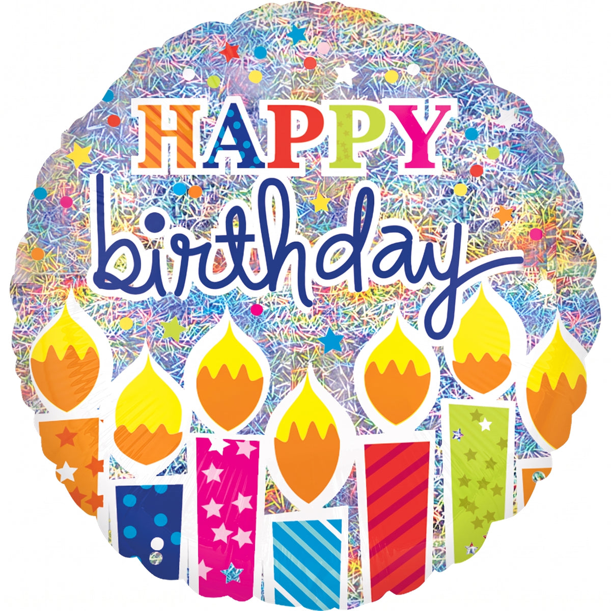 18-Inch Holographic "Happy Birthday" Foil Balloon