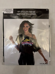 1980s "Like Totally" Off-Shoulder Graphic Crop Top - Adult One Size