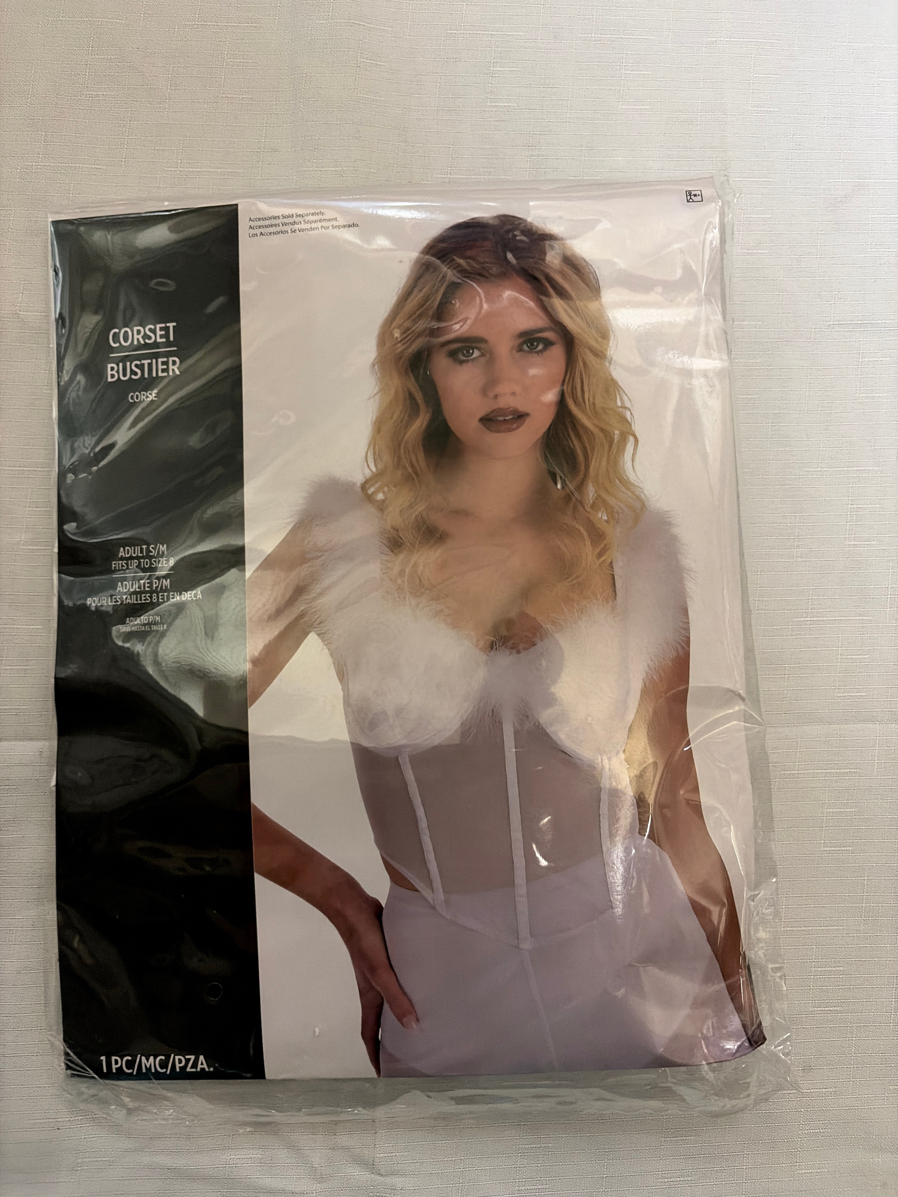 Women's White Angel Corset Top - Halloween Costume Accessory - Adult S/M