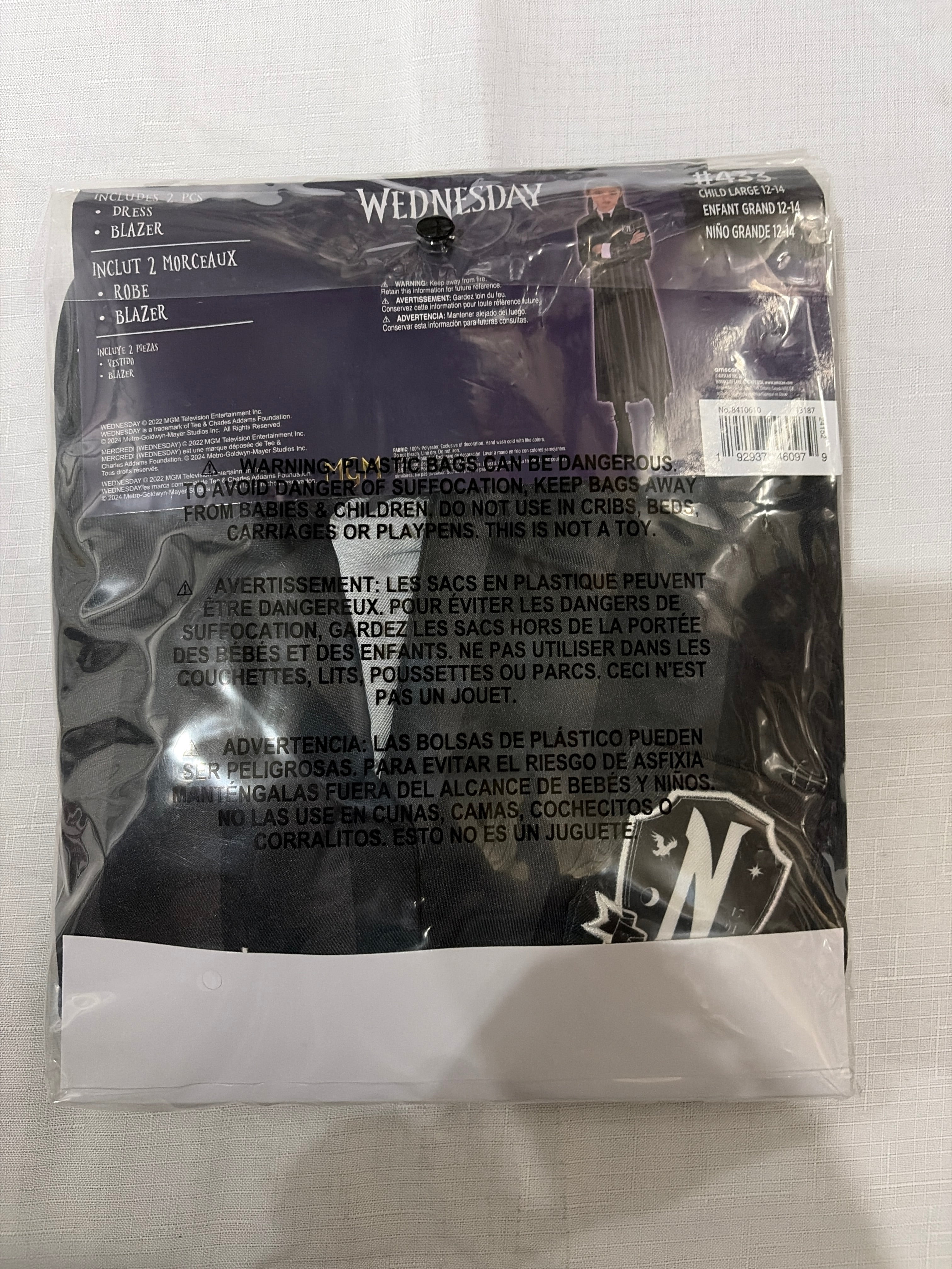 Wednesday Addams Nevermore Halloween Costume - Child L (12-14)