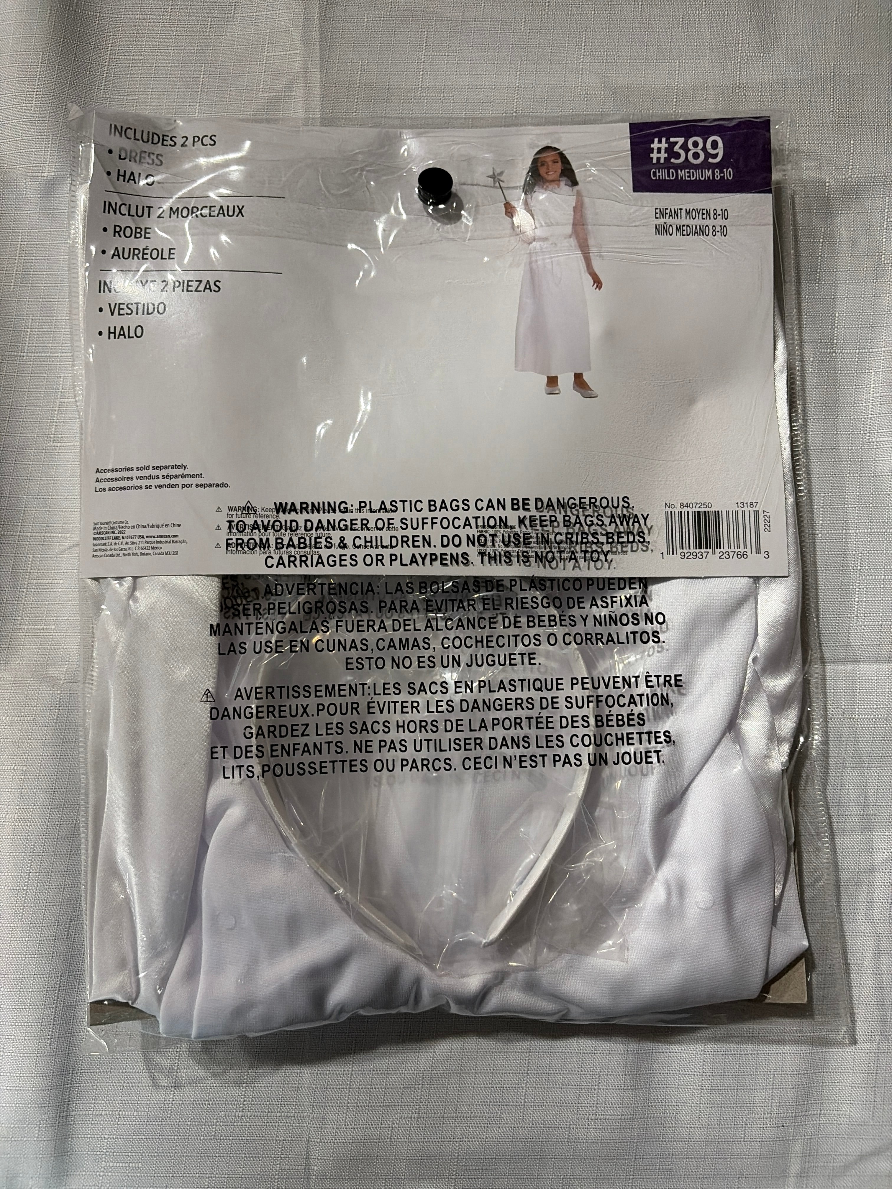 Kids' Heavenly Starlight Angel Costume with Halo Headband - Child M (8-10)