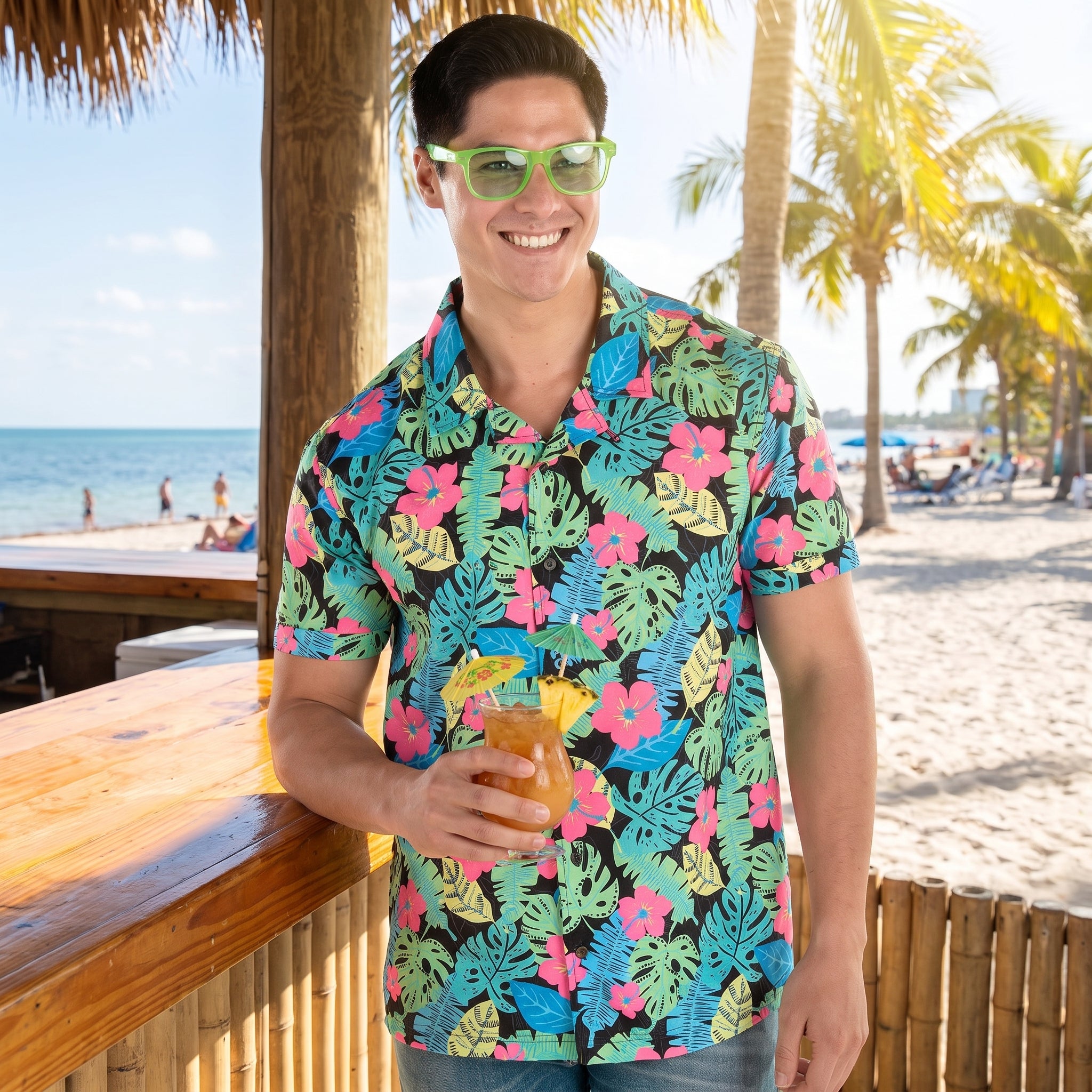 Summer Glow Tropical Print Shirt - Small/Medium