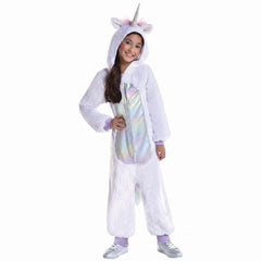 Rainbow Unicorn Fleece Jumpsuit Costume for Kids