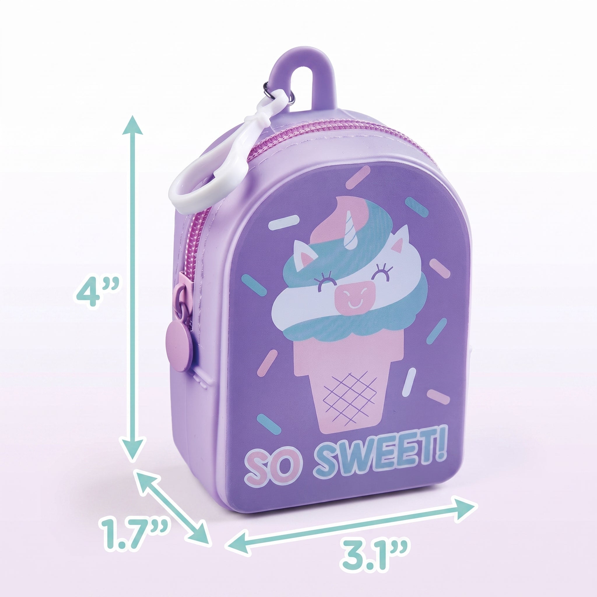 "So Sweet" Unicorn Ice Cream Backpack Clip-On
