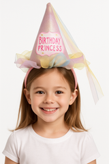 Birthday Princess Pastel Cone Hat Headband