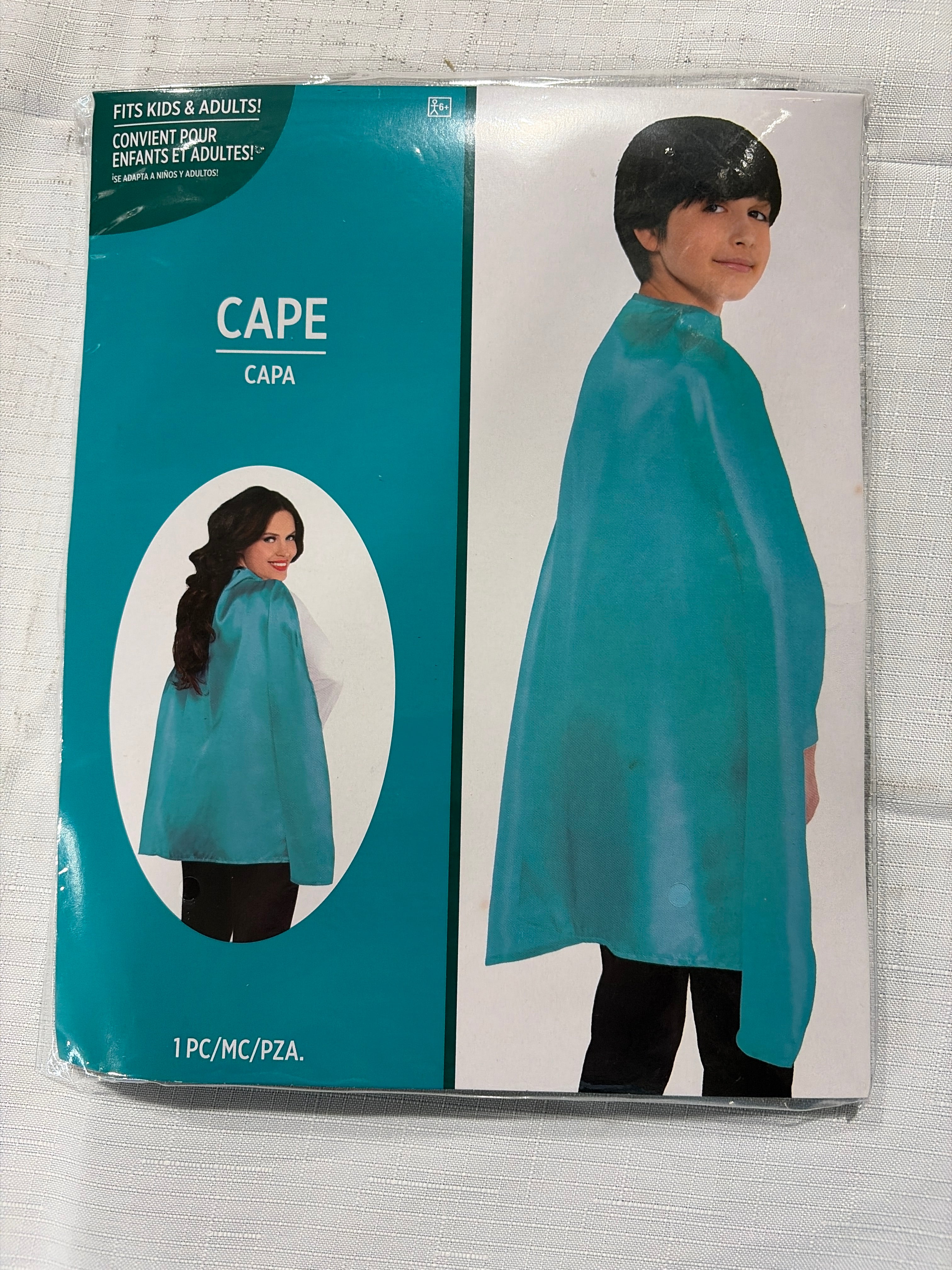 Turquoise Superhero Cape Costume Accessory for Kids and Adults