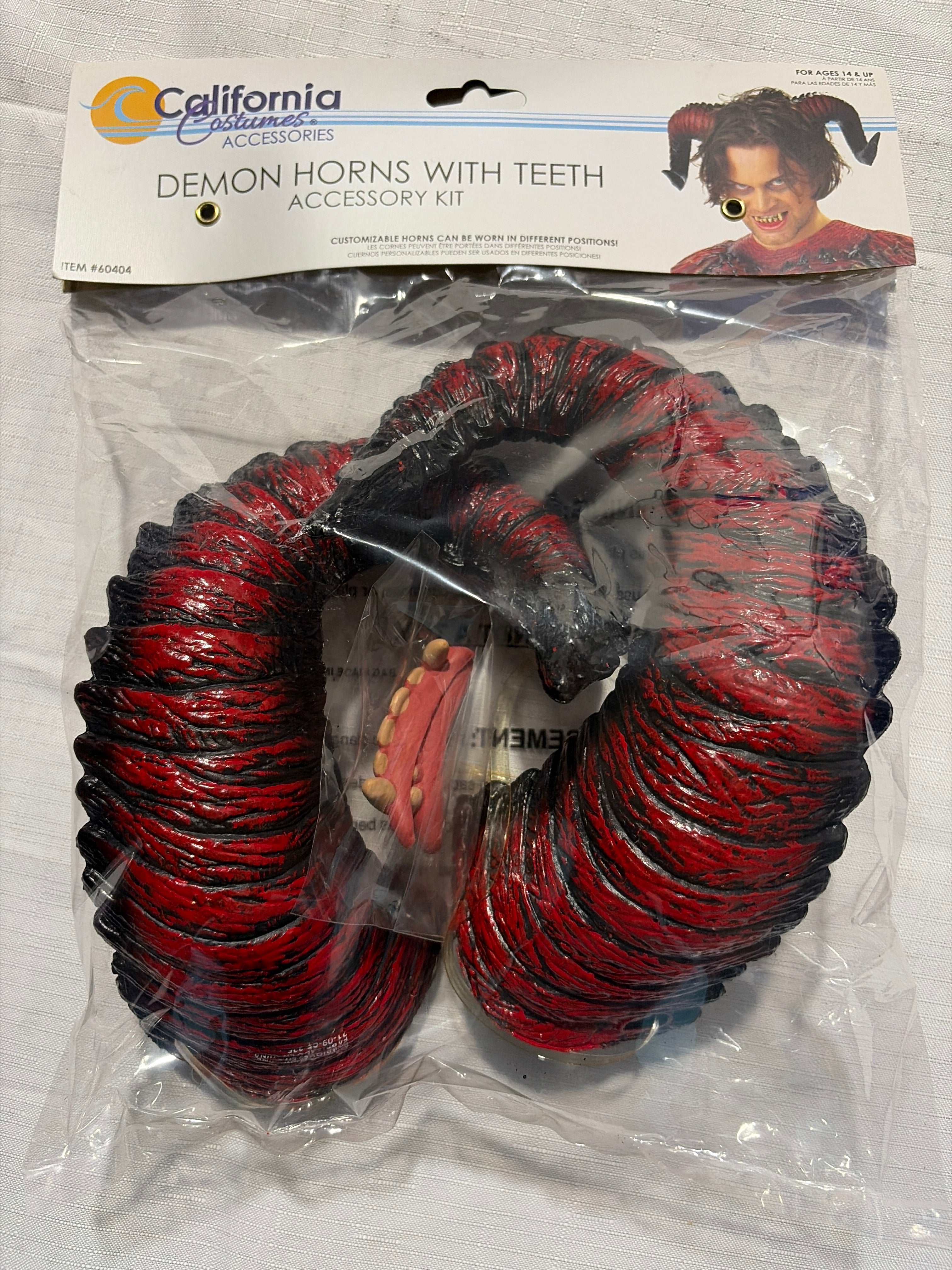 Adult Demon Horns and Teeth Set - 4 Piece Halloween Special FX Kit