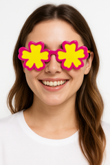 Giant Hibiscus Flower Sunglasses - Pink & Yellow Luau Accessories