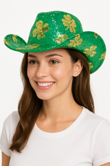 St. Patrick's Day Sequin Shamrock Cowboy Hat