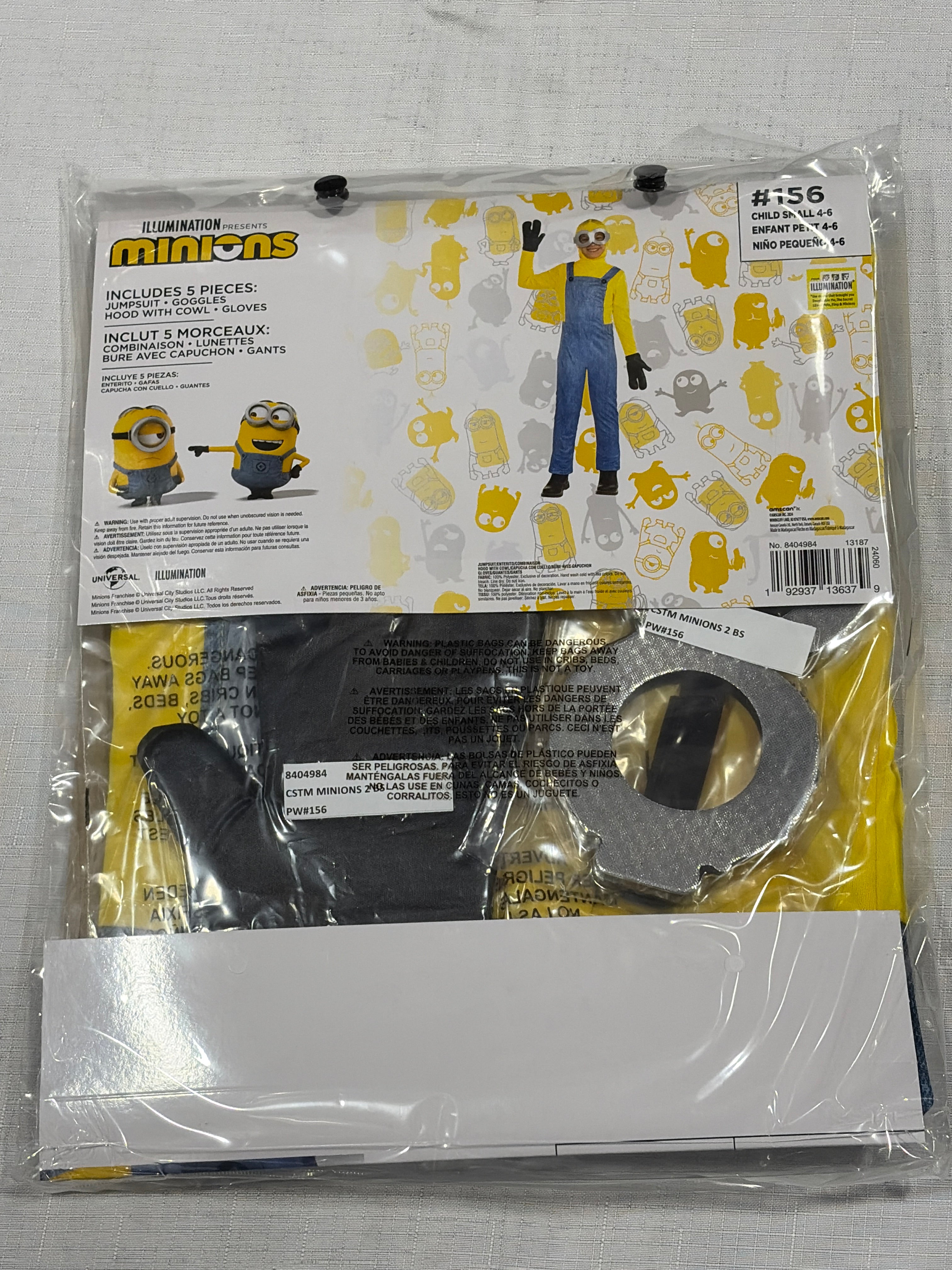 Kids' Minions 2 Halloween Costume with Goggles & Gloves - Child S (4-6)