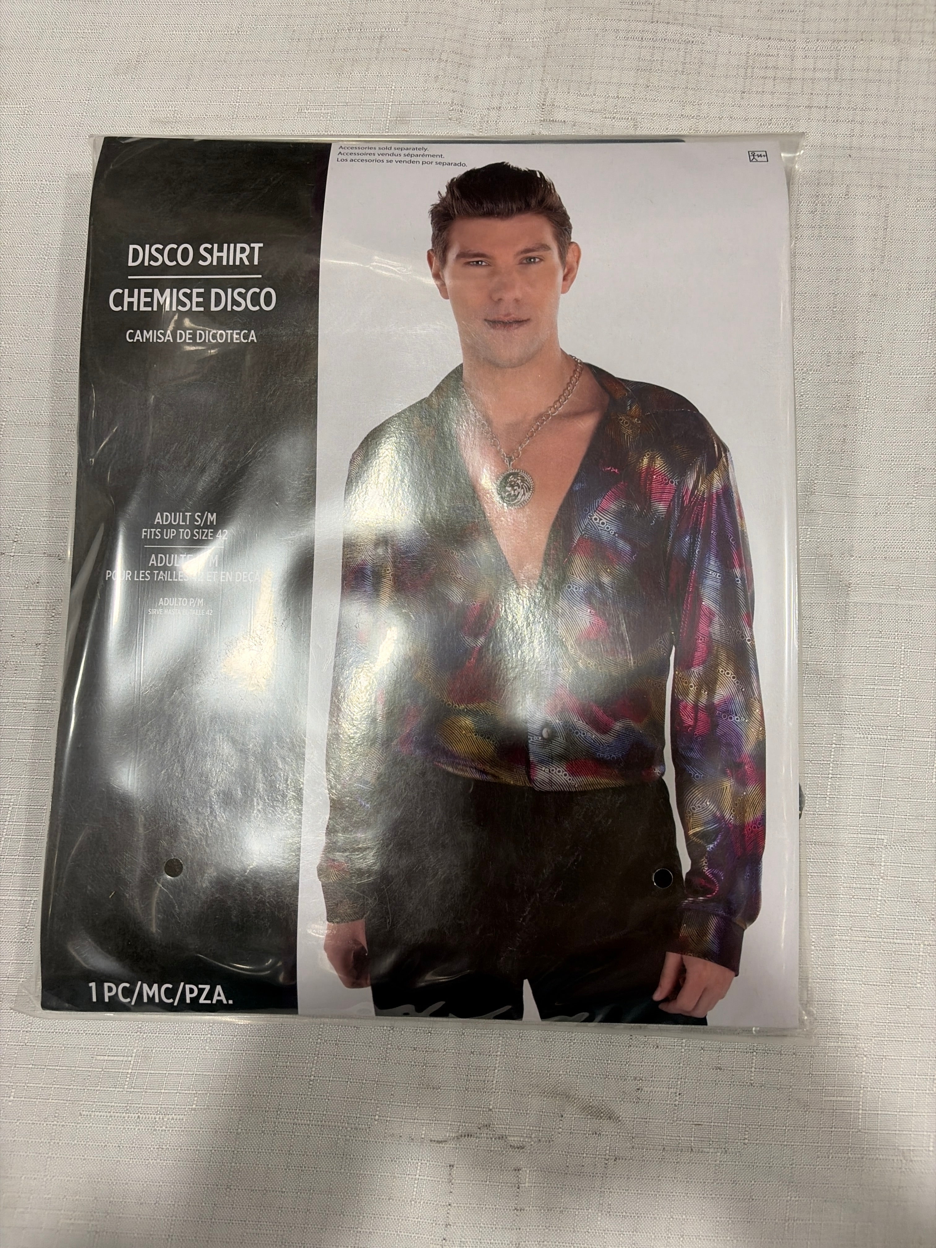 Men's Retro Disco Shirt with Multicolored Swirl Print