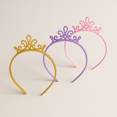 Disney Princess Tiara Crown Headbands - 3 Pack (Gold, Purple, Pink)