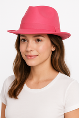 Bright Pink Fedora Hat ‚Äì Stylish Costume Accessory