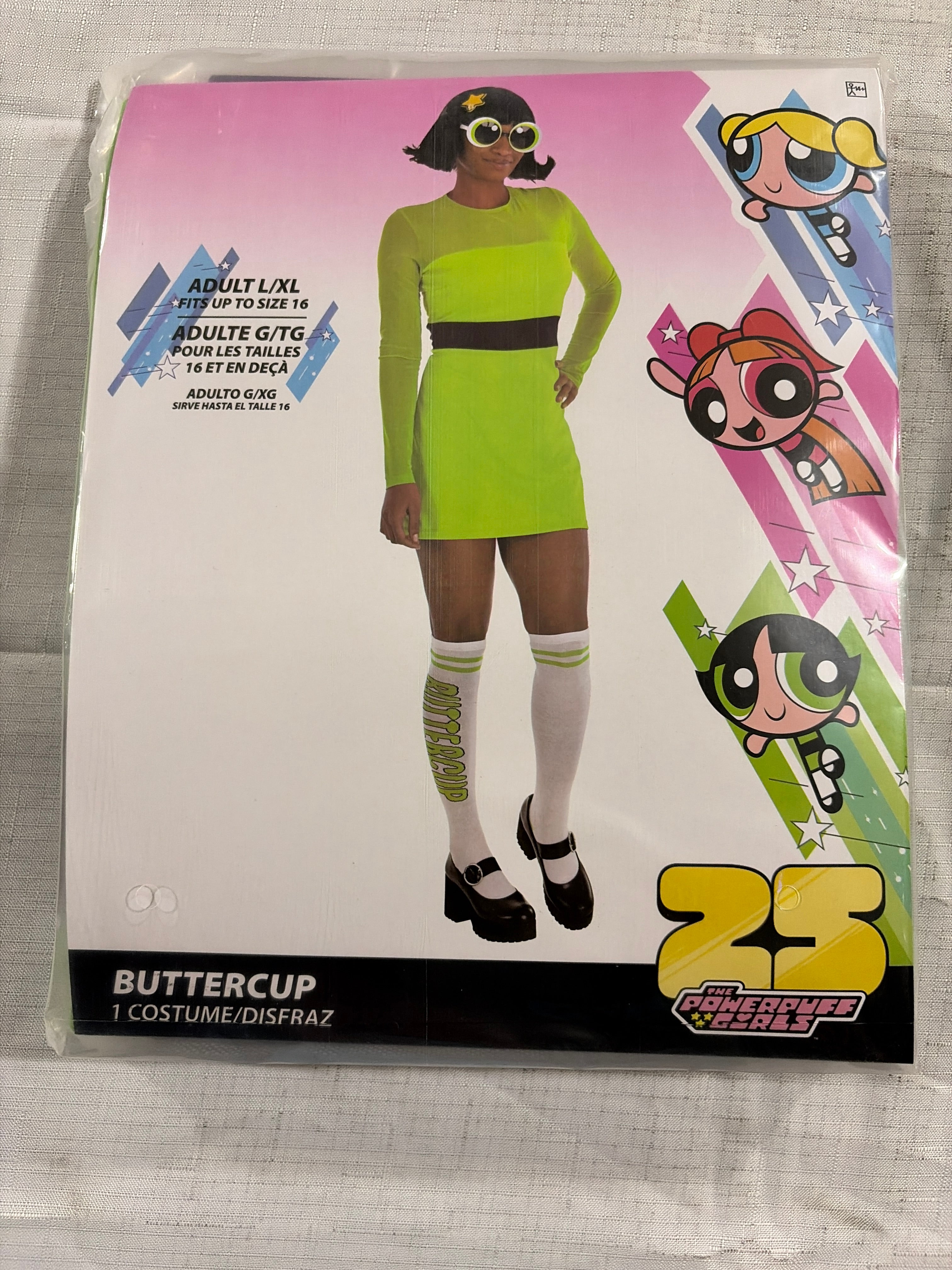 Women's Buttercup Costume - Powerpuff Girls Halloween Outfit (L/XL)
