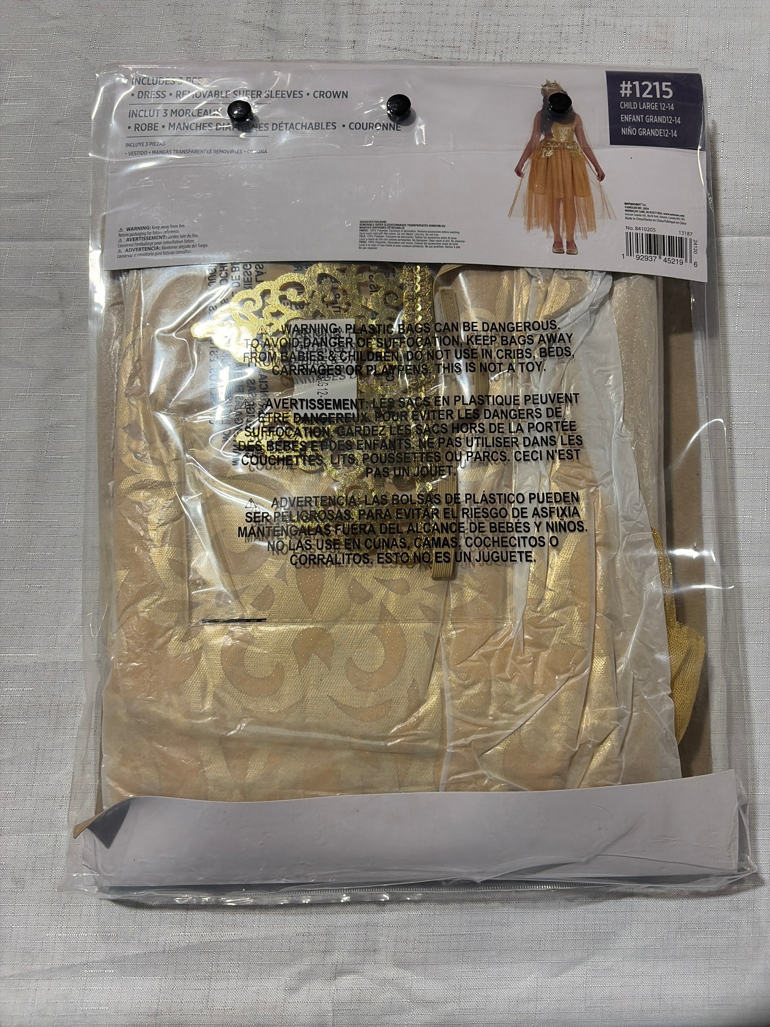 Enchanting Girls' Golden Goddess Halloween Costume