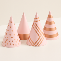 Blush Metallic Cone Birthday Party Hats, 12-Pack