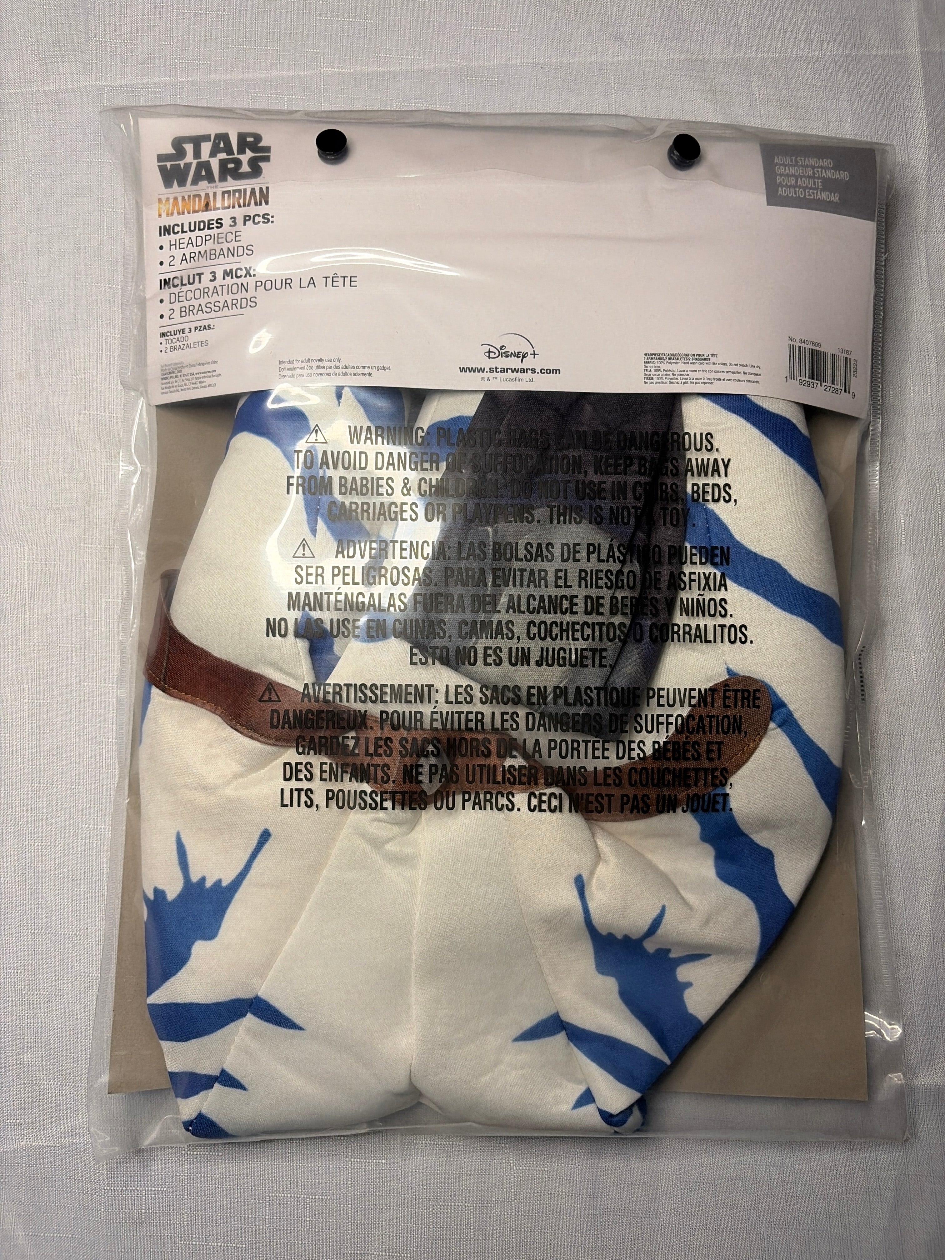 Adult Star Wars Ahsoka Costume Accessory Kit with Headpiece & Arm Sleeves - Adult One Size