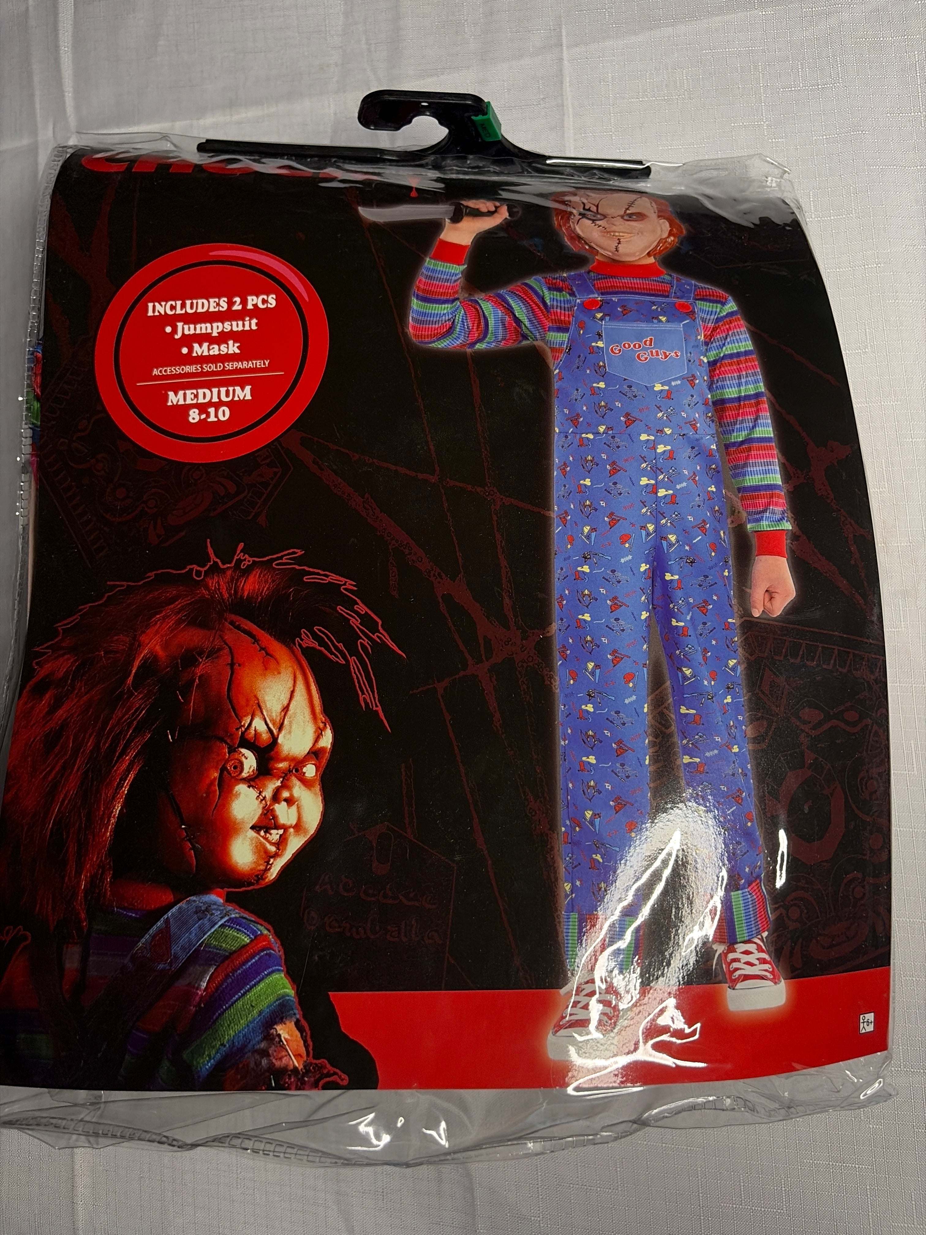 Kids' Chucky Halloween Costume with Creepy Mask and Overalls