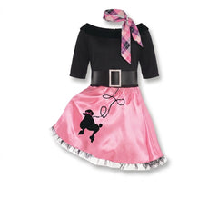 Girls' 1950s Miss Sock Hop Costume with Poodle Skirt & Accessories - Child S (4-6)