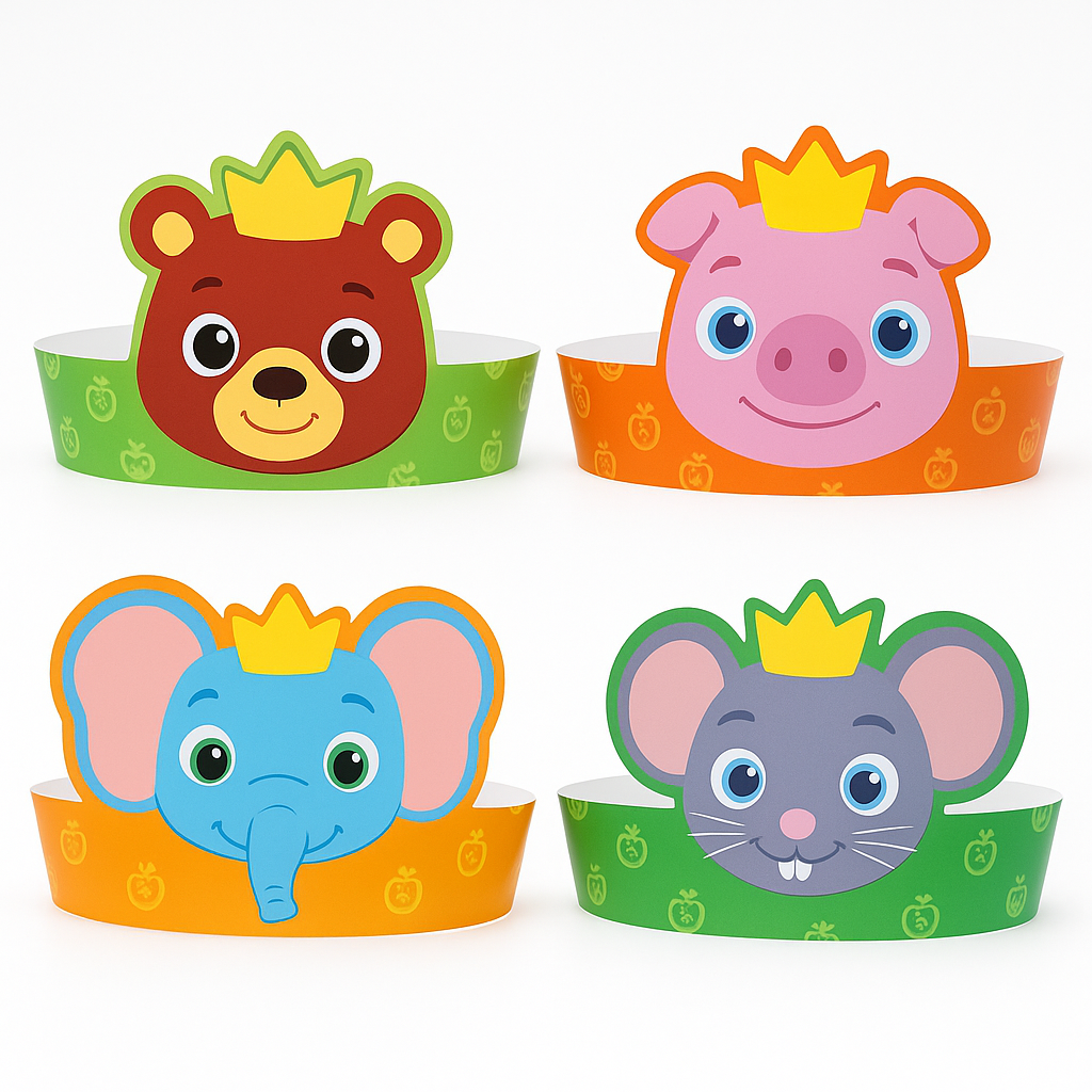 CoComelon Paper Crowns - 8 Pack, Kids Birthday Party Wearables