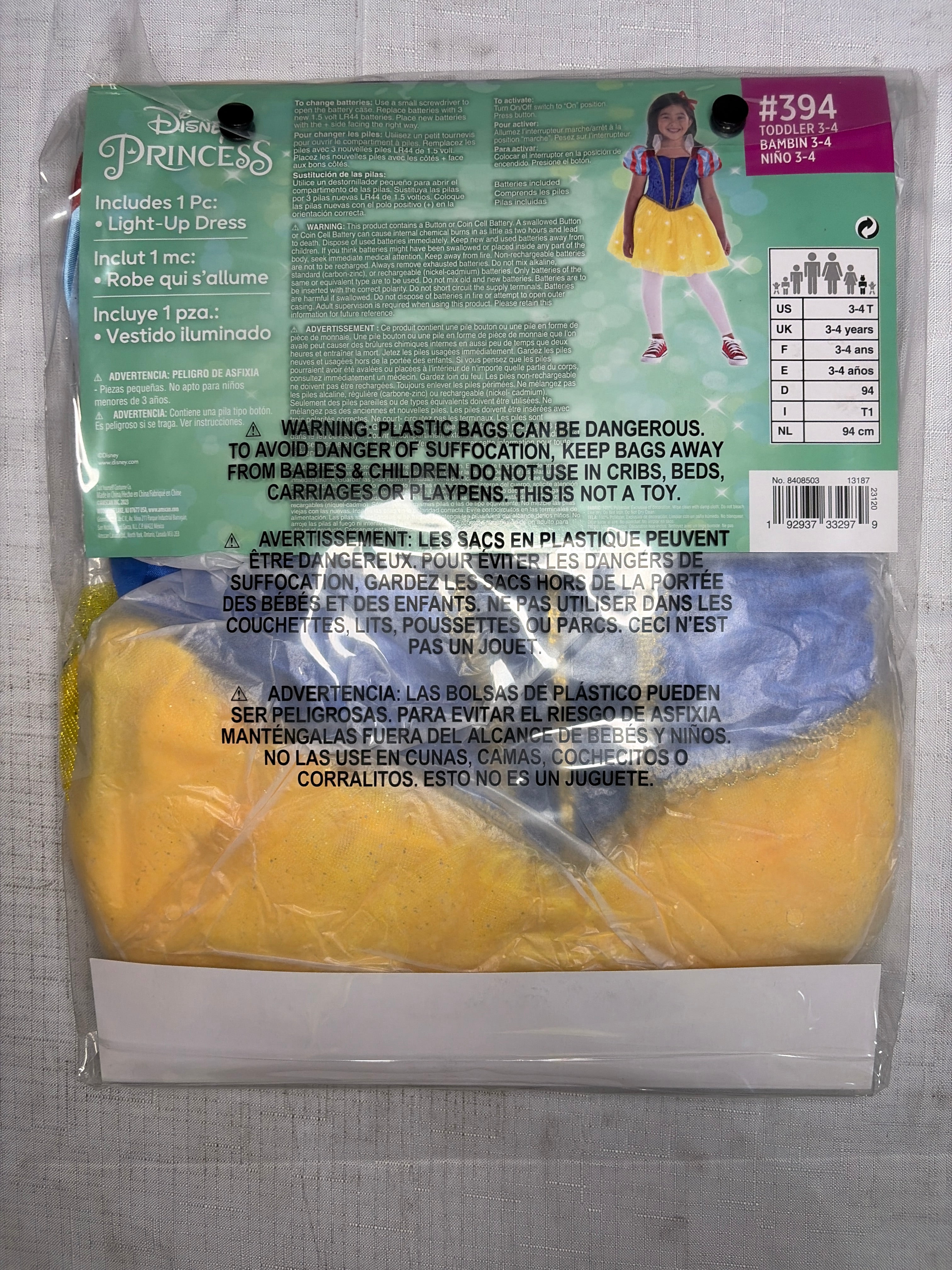 Disney Snow White Light-Up Princess Dress Costume for Kids - Toddler (3-4)