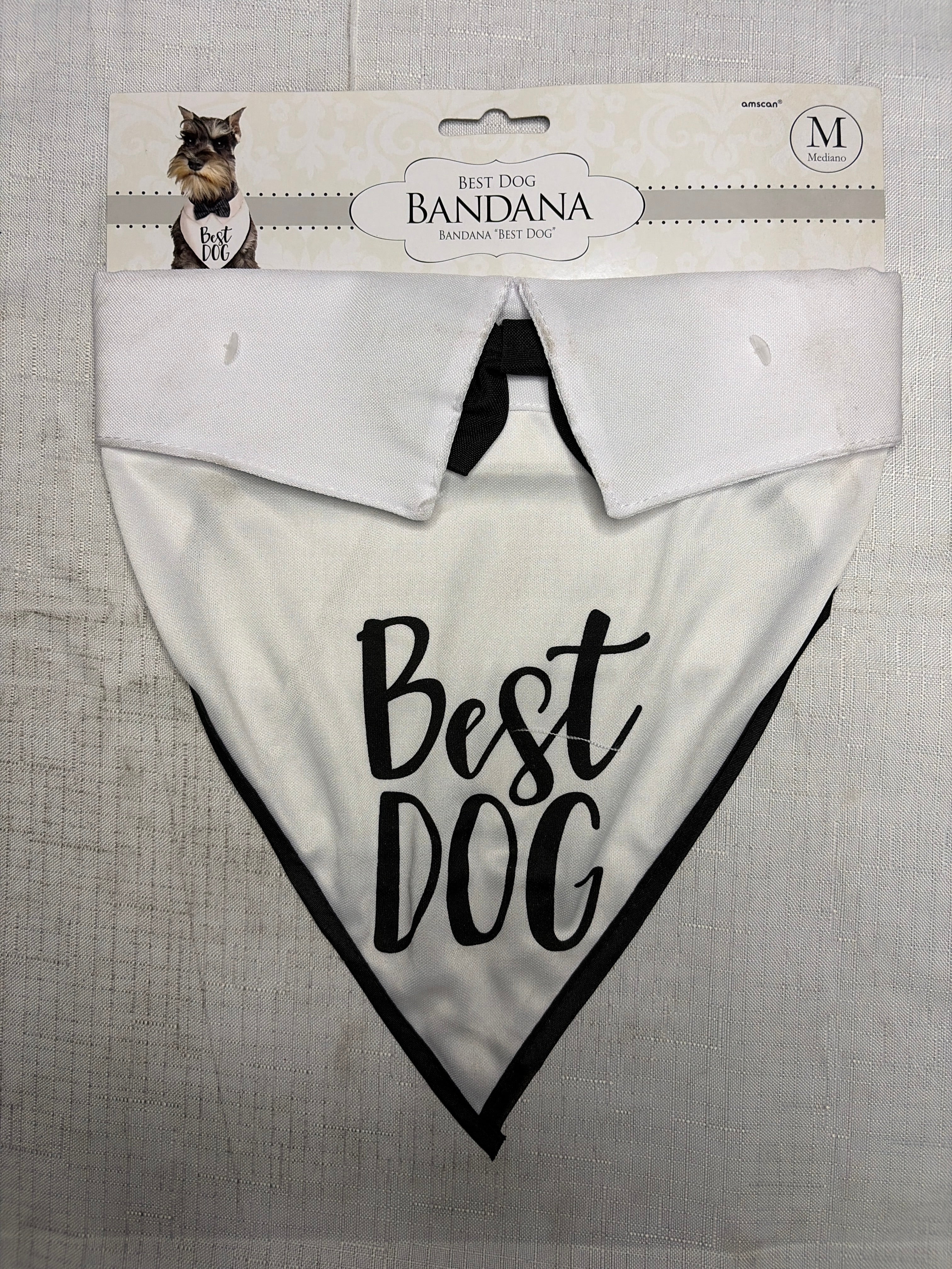 "Best Dog" Wedding Bandana with Bow Tie - Black & White
