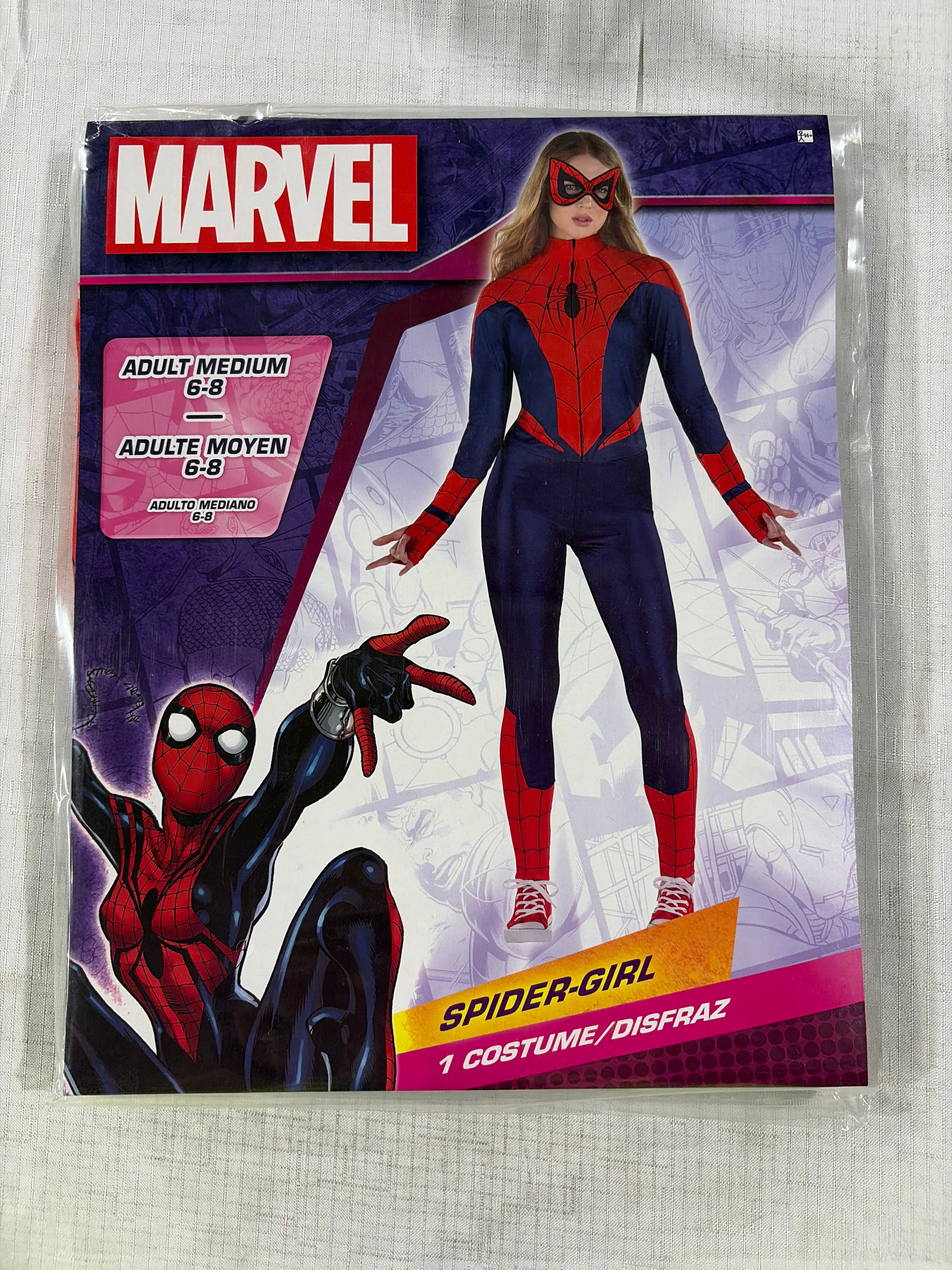 Women's Marvel Spider-Girl Jumpsuit Halloween Costume with Mask - Adult M (6-8)