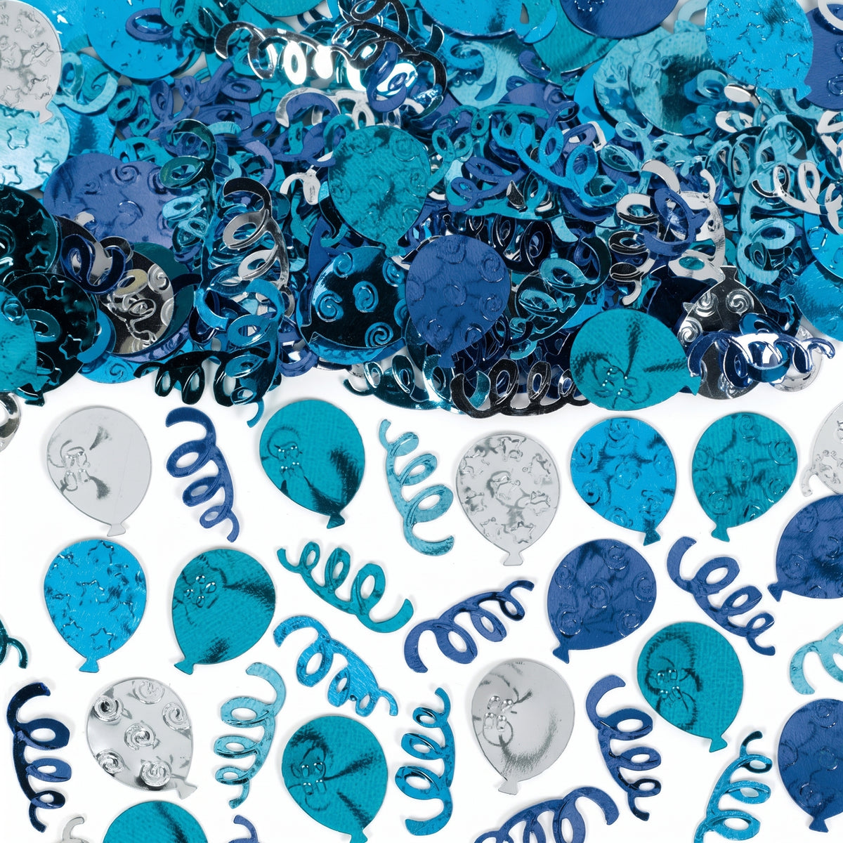 Blue & Silver Balloon Confetti Table Decoration