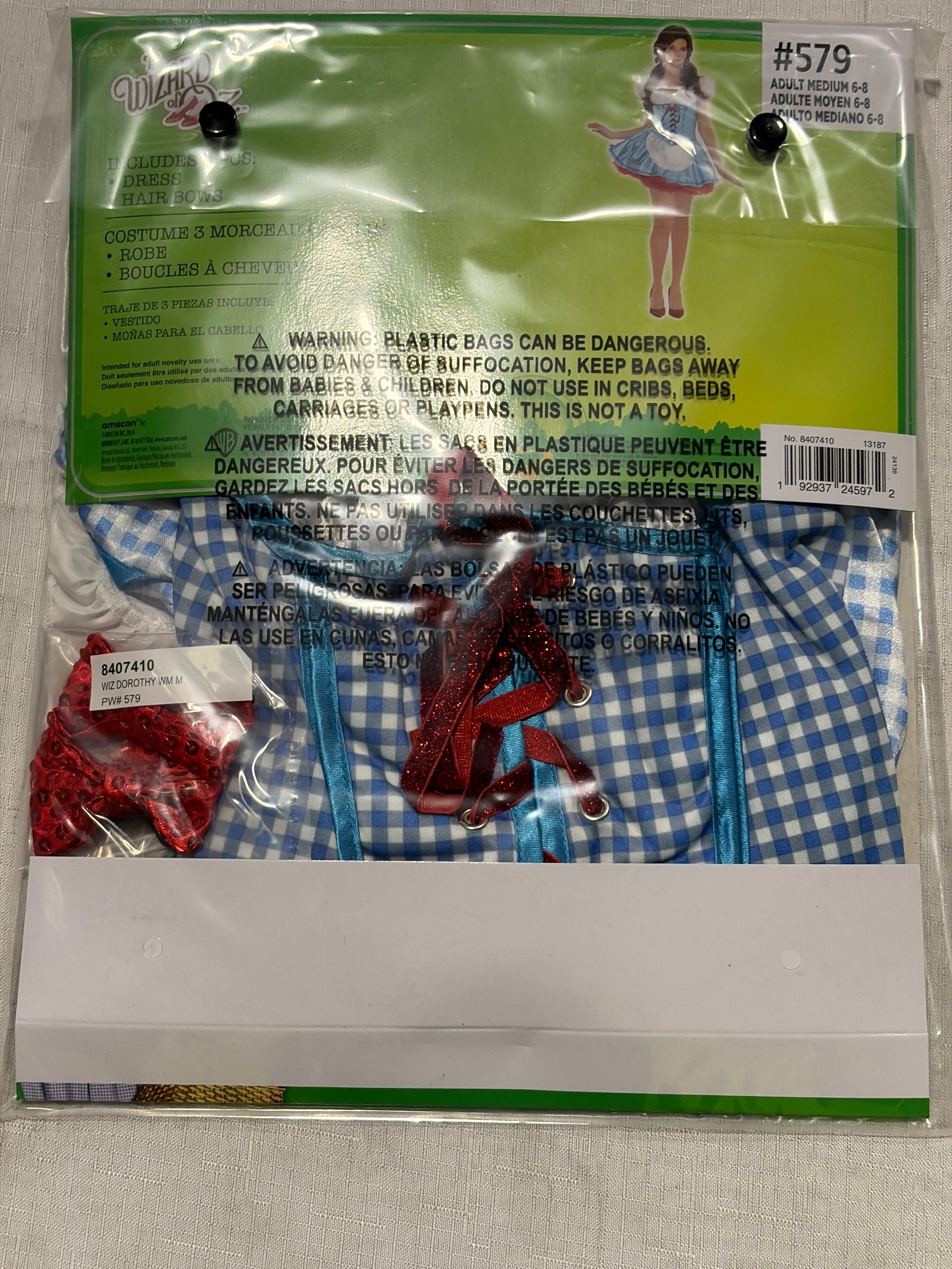 Women's Dorothy Costume - Wizard of Oz Halloween Outfit - Adult M (6-8)