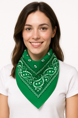 Festive Green Paisley Bandana - 20" Wearable Costume Accessory