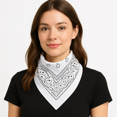 Classic White Paisley Bandana - Versatile Costume Accessory