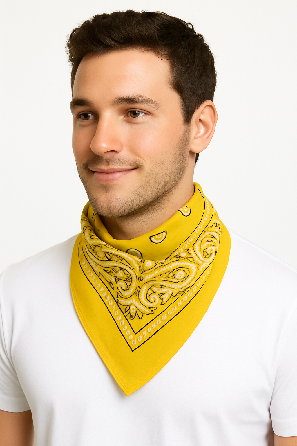 Vibrant Yellow Paisley Bandana - Classic 20" Square Accessory