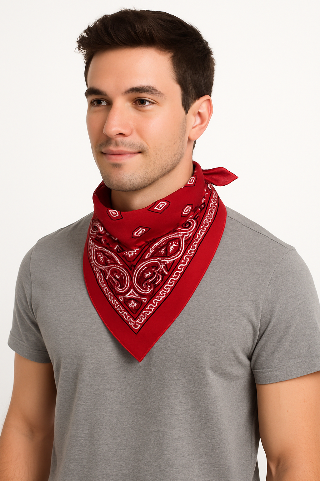 Vibrant Red Paisley Bandana - 20" Square