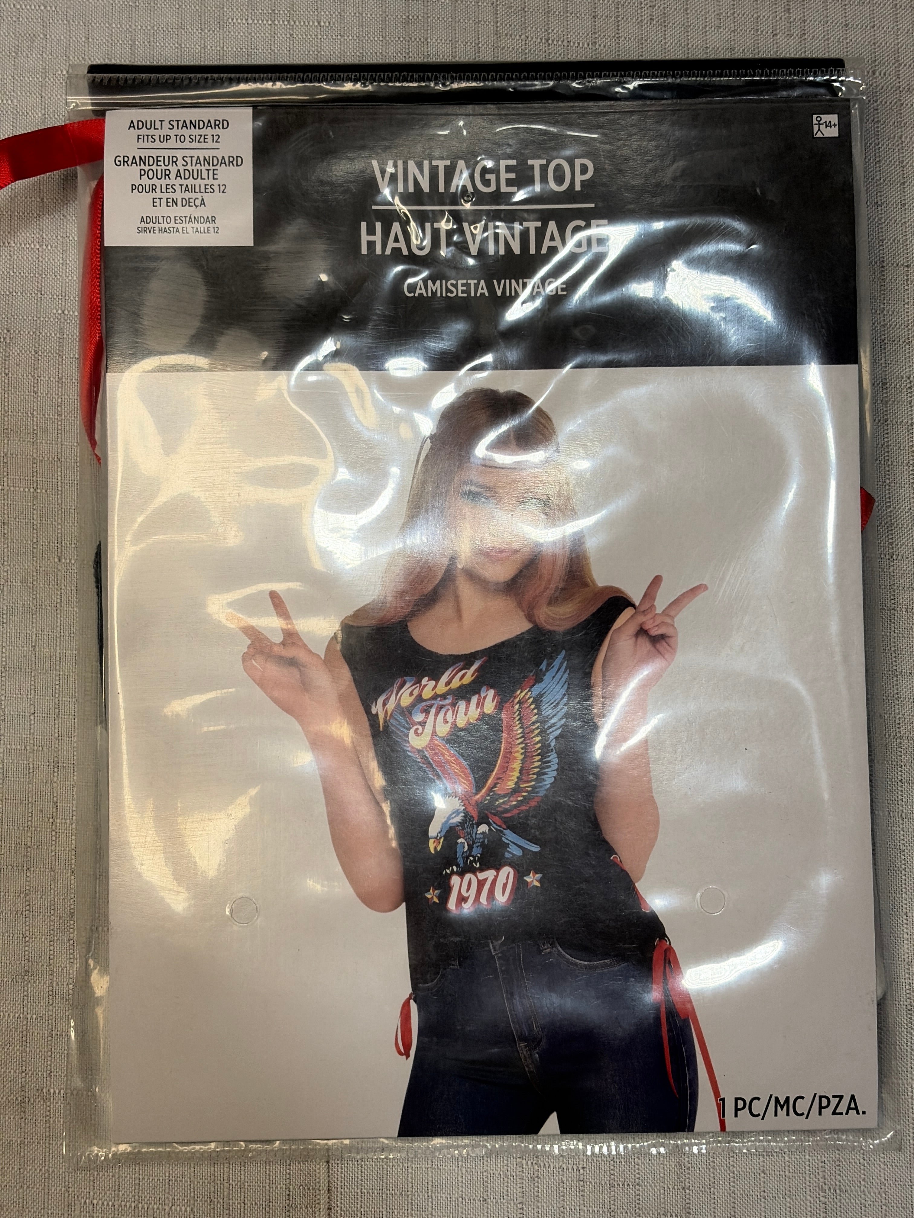 70's Vintage World Tour Tee - Adult Halloween Costume Accessory - Adult One Size