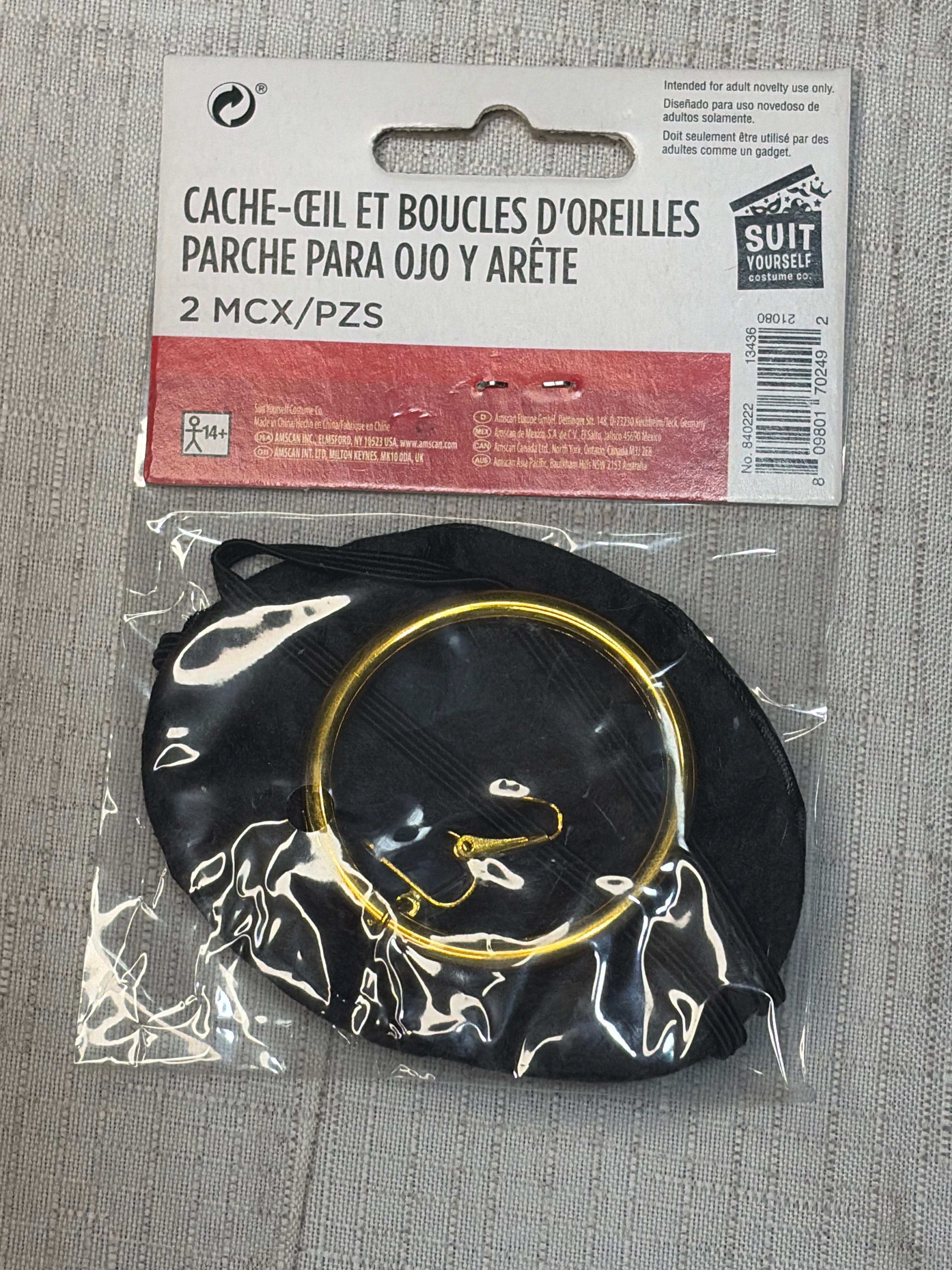 Pirate Earring and Eye Patch Accessory Set