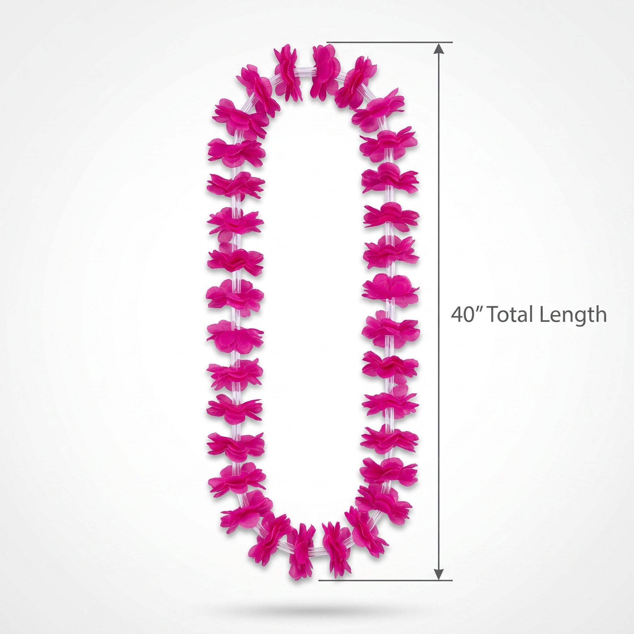 Bright Pink Hawaiian Lei Necklace - 40"