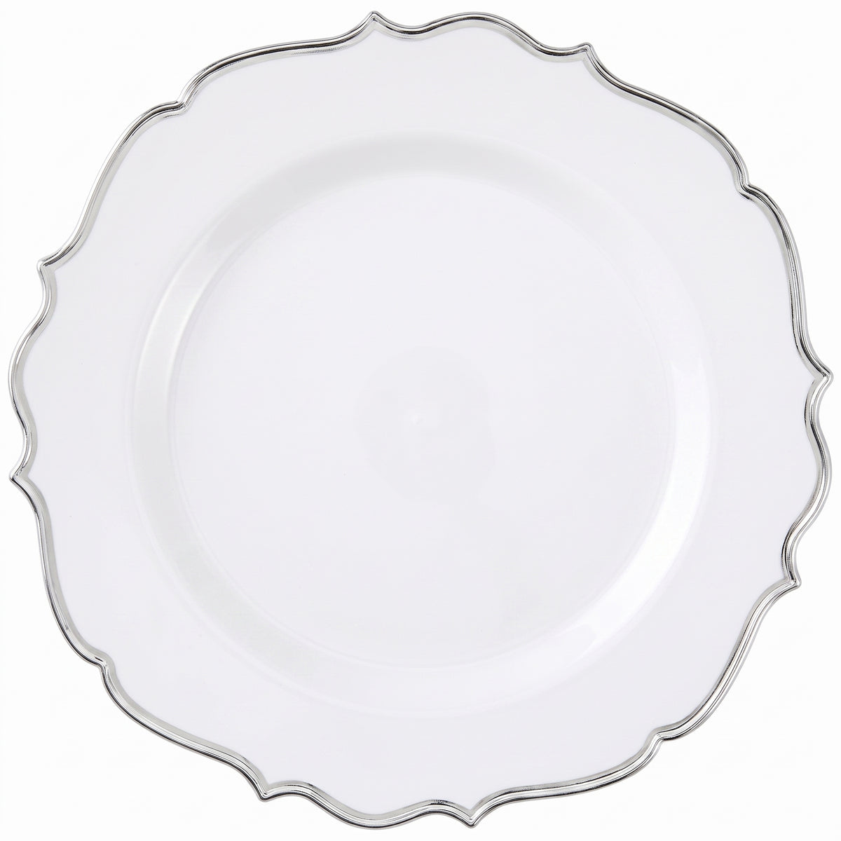 Elegant 10.5" Premium Plastic Dinner Plates with Silver Trim - 20 Pack