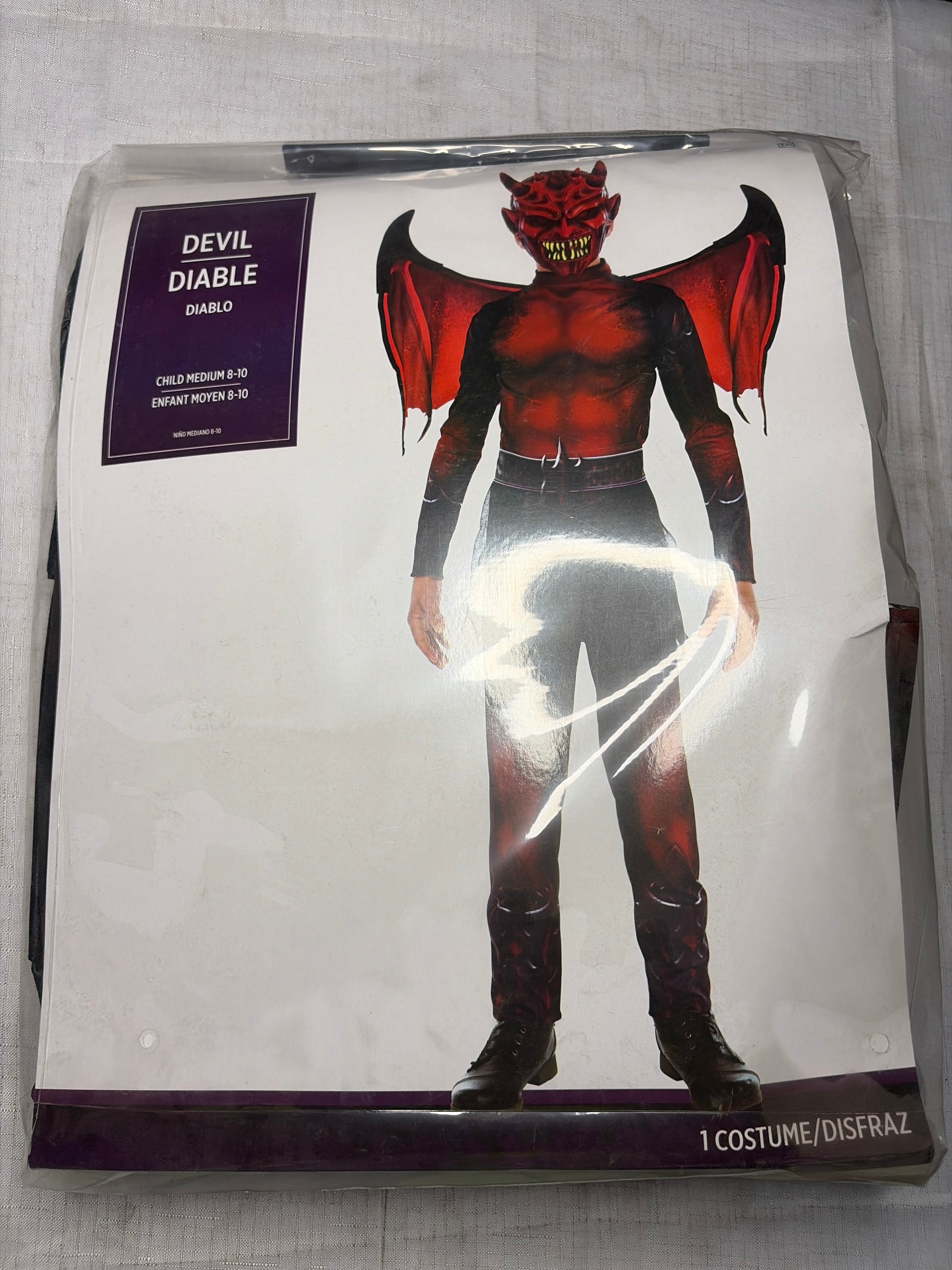 Boys Devil Costume With Wings - Child M (8-10)